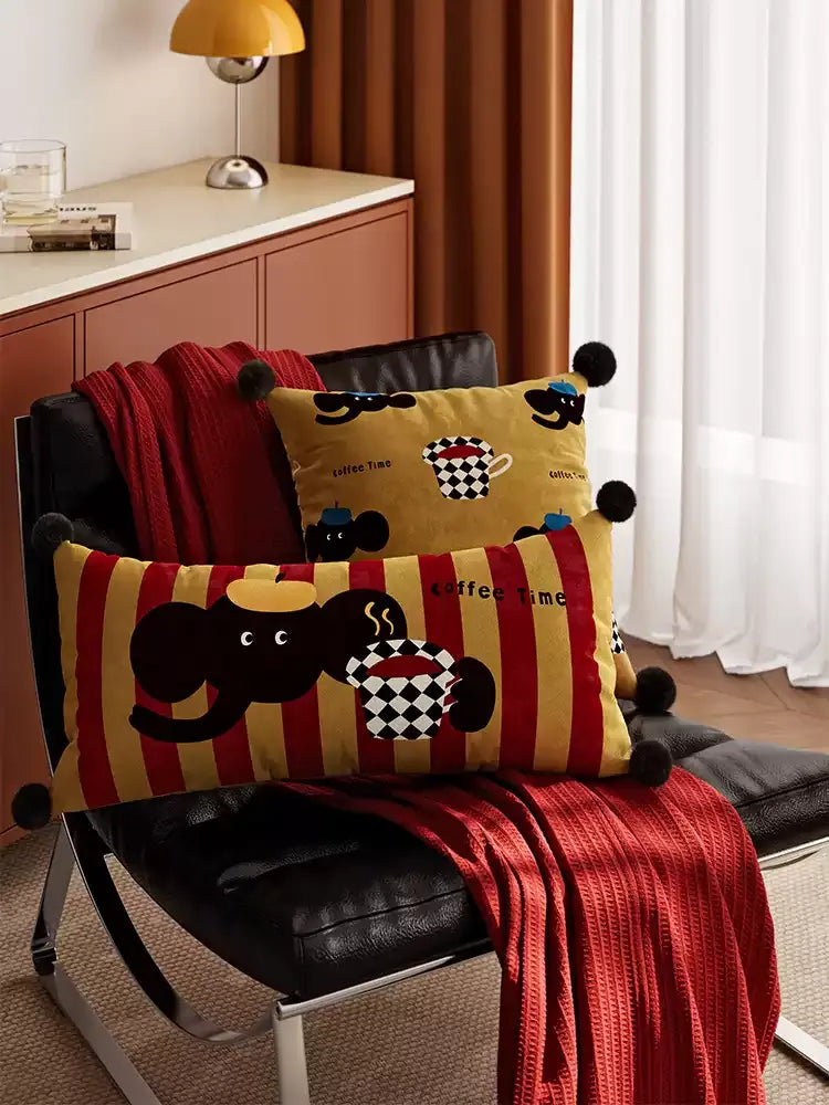 Elephant Coffee Time Lumbar Pillows