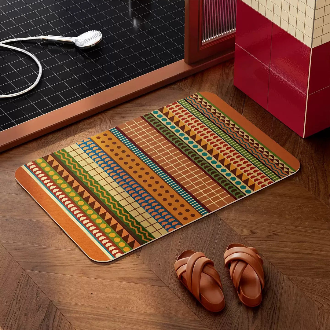 Retro Boho Pattern Bathroom Mat