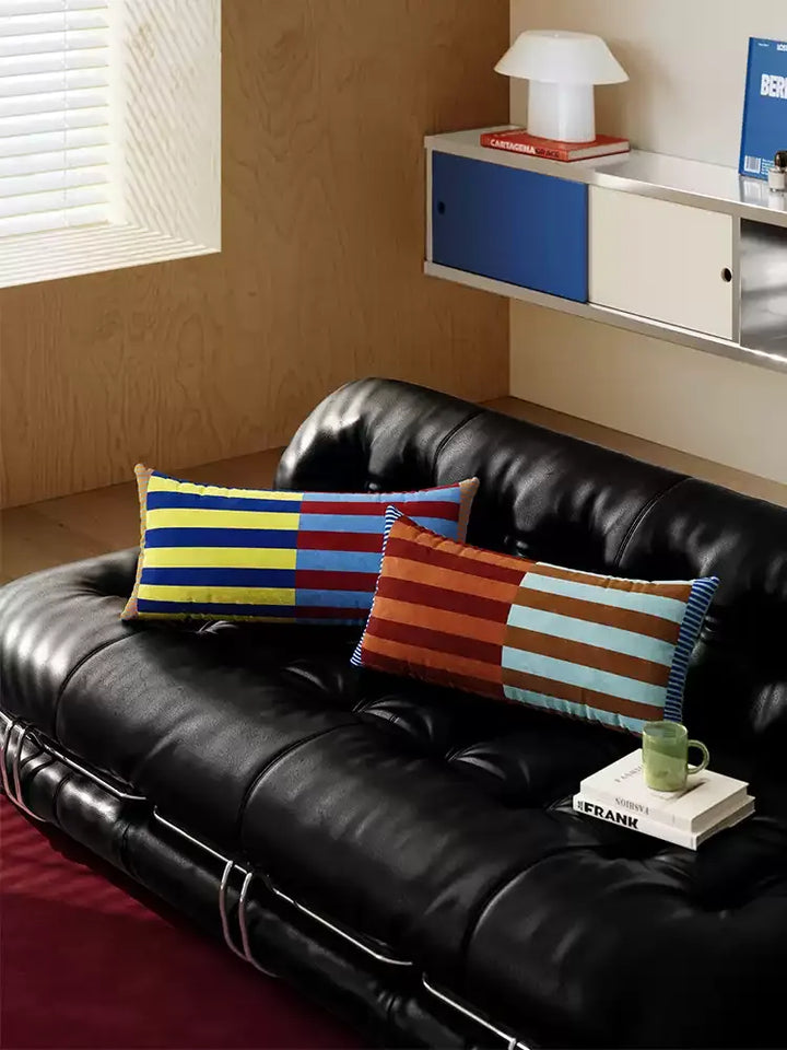 Color Block Striped Lumbar Pillow