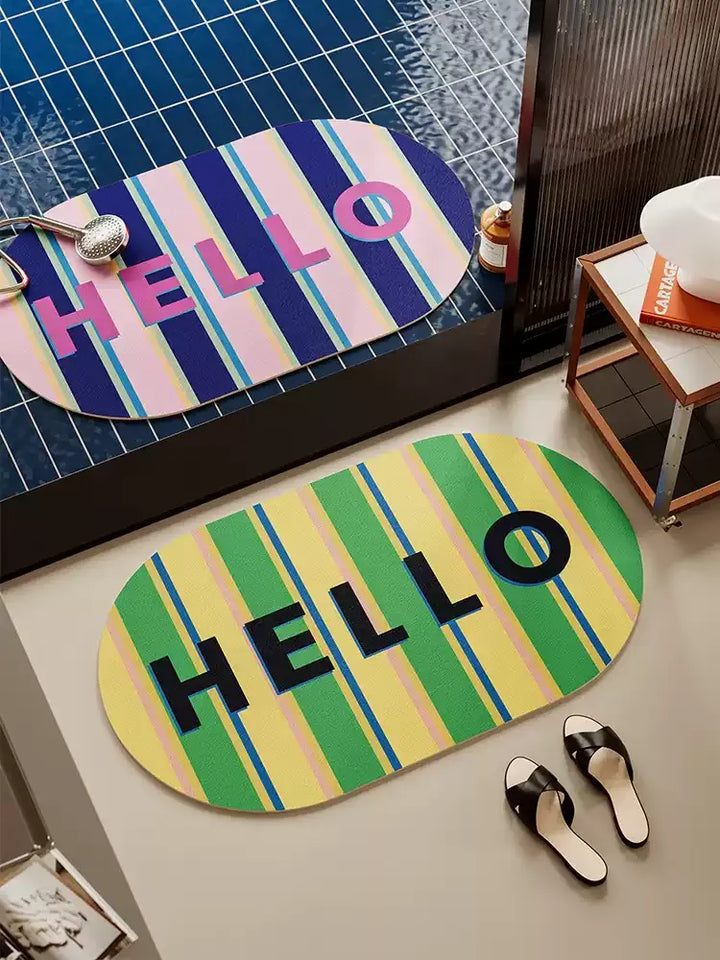 Hello Color Block Bathroom Mat