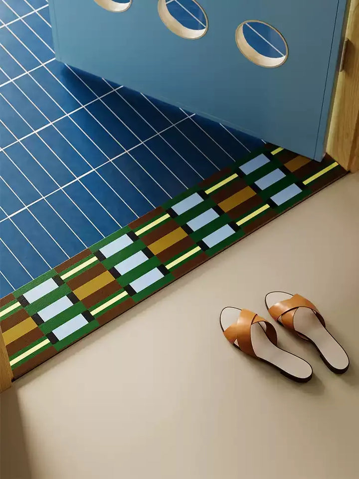 Green Grid Space Narrow Door Mat