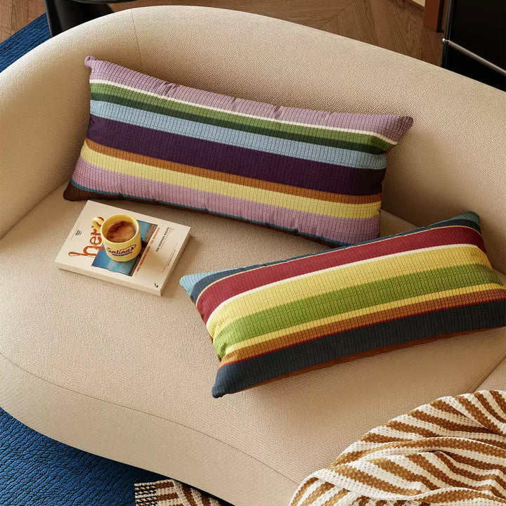Multicolor Striped Lumbar Pillow