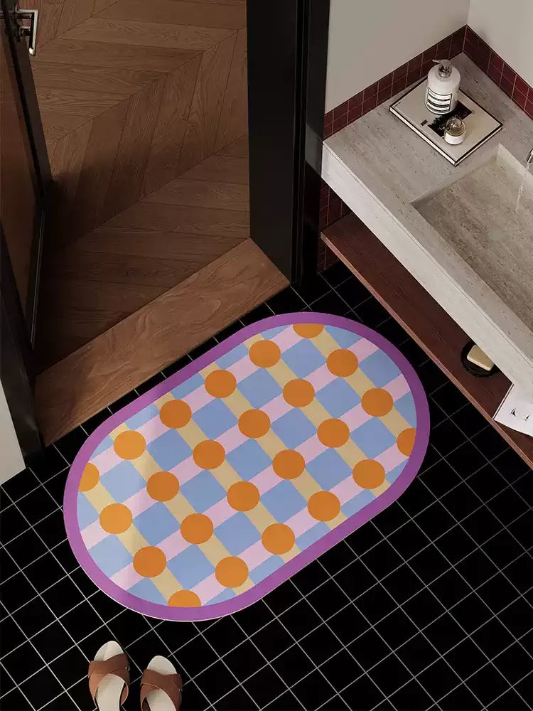 Color Block Polka Dot Bathroom Mat