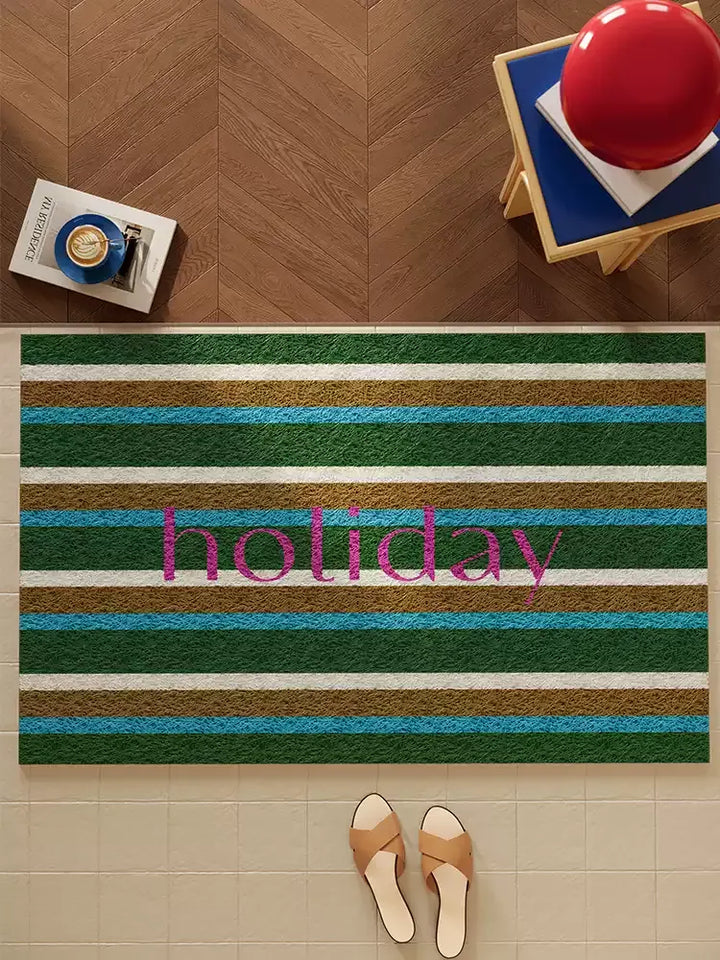Striped Colorful Holiday Door Mat