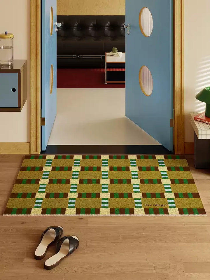 Green Grid Space Door Mat