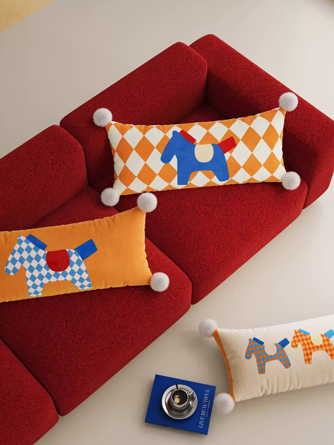 Bright Pony Colored Lumbar Pillow