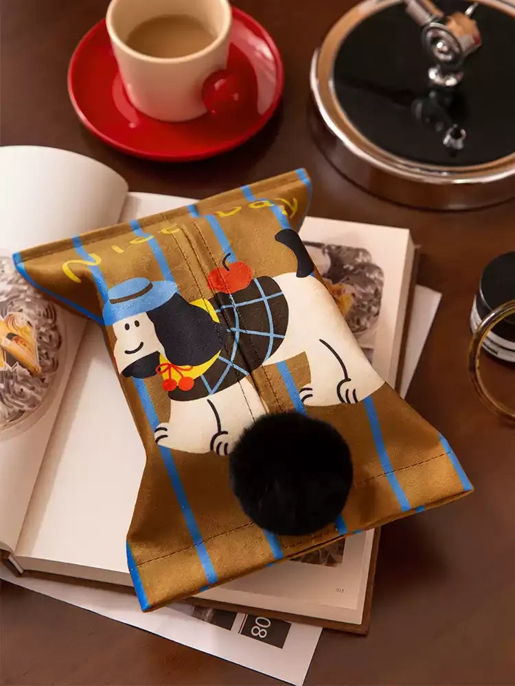 Retro Cartoon Puppy Tissue Holder