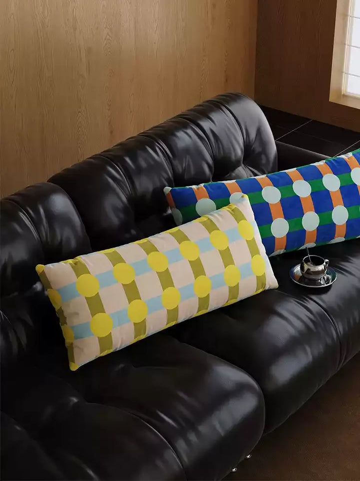 Color Block Polka Dot Lumbar Pillow
