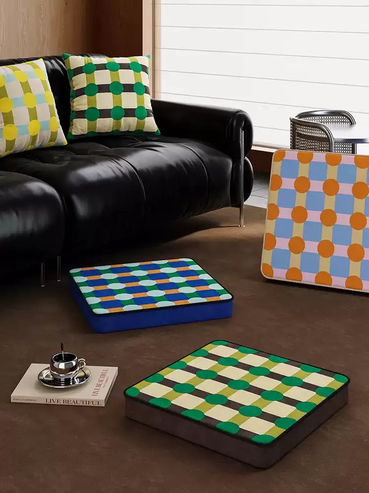 Color Block Polka Dot Square Cushion