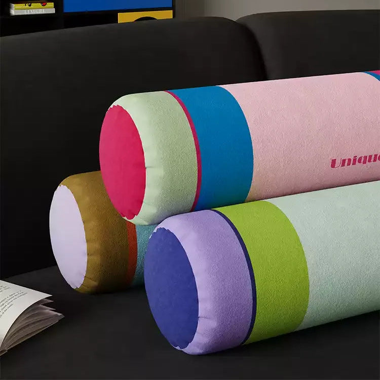 Unique Colorblock Striped Bolster Pillow