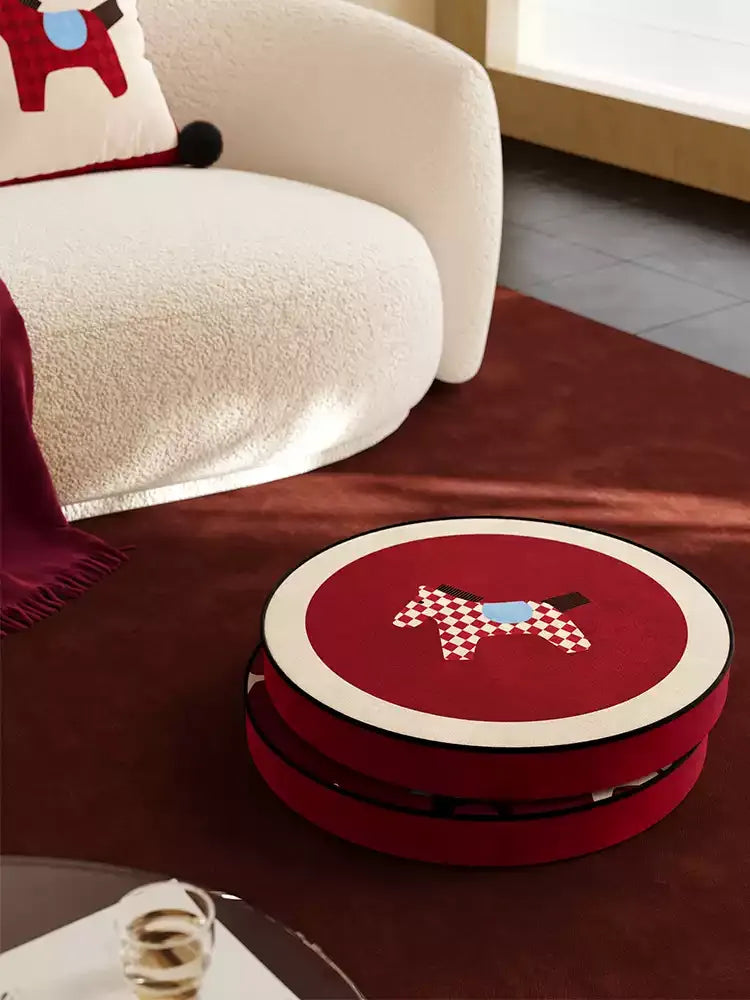 Red & White Horse Pattern Seat Cushions