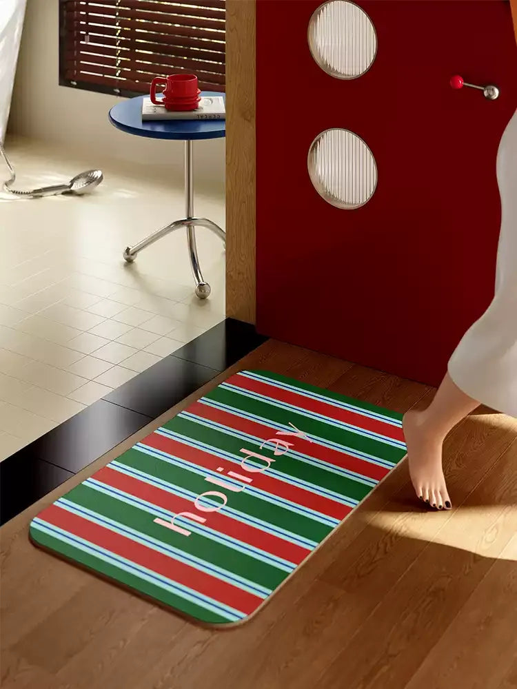 Striped Colorful Holiday Bathroom Mat