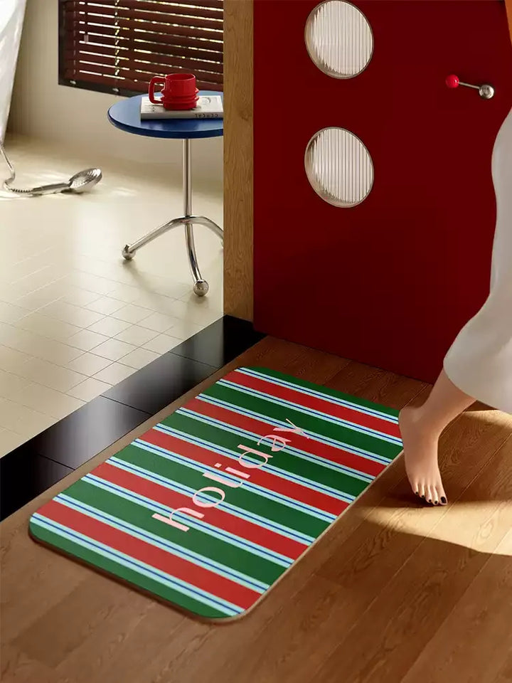 Striped Colorful Holiday Bathroom Mat
