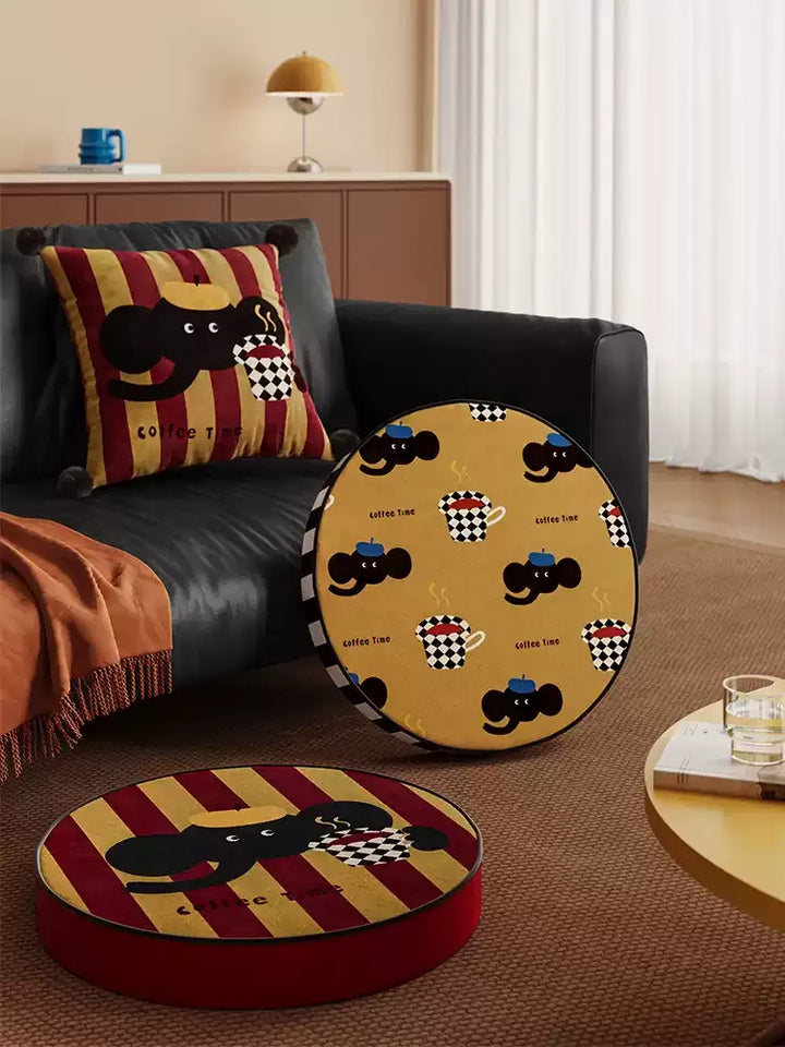 Elephant Coffee Time Seat Cushion