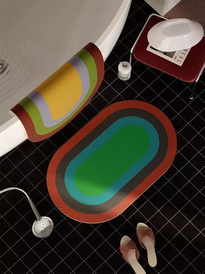 Retro Square Gradient Pattern Bathroom Mat