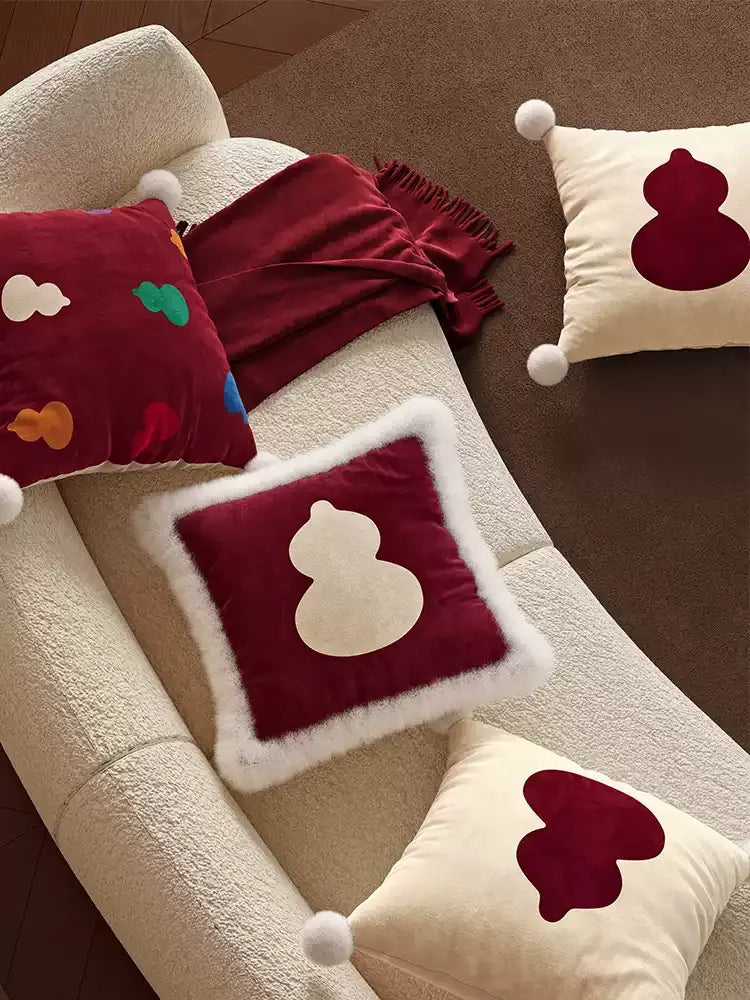 Burgundy Gourd Festive Pillows