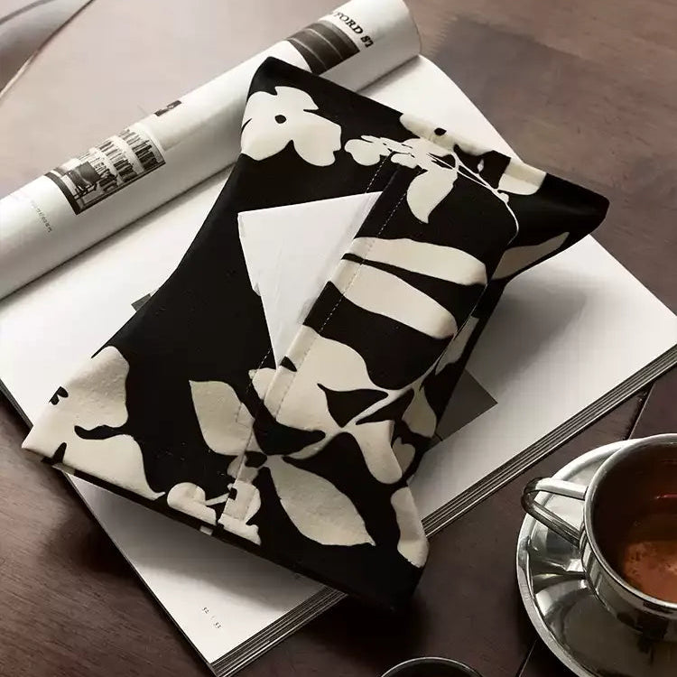 Black &amp; White Flower Contrast Tissue Cover