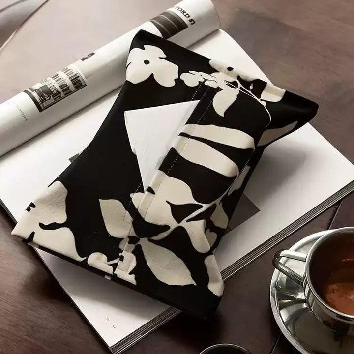 Black &amp; White Flower Contrast Tissue Cover