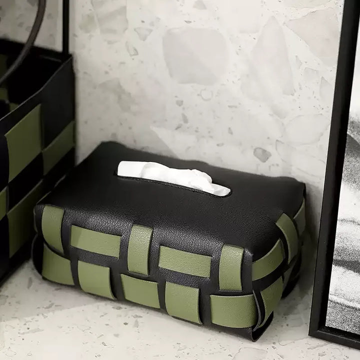 Leather Color Block Tissue Cover