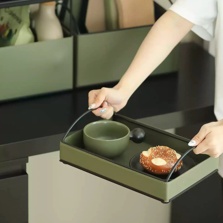Dark Green Leather Storage Set