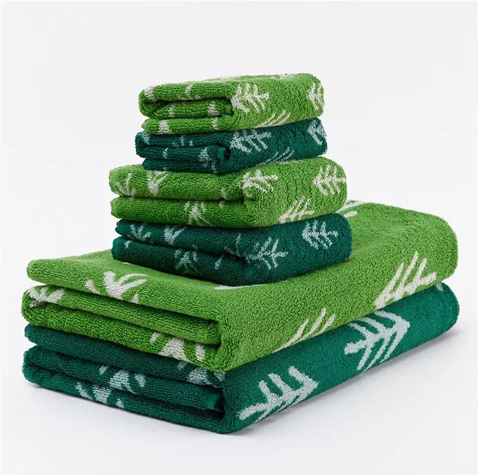 Green Pine Leaves Towels